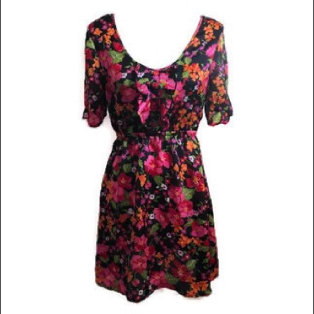 Tulle brand pixelated floral dress